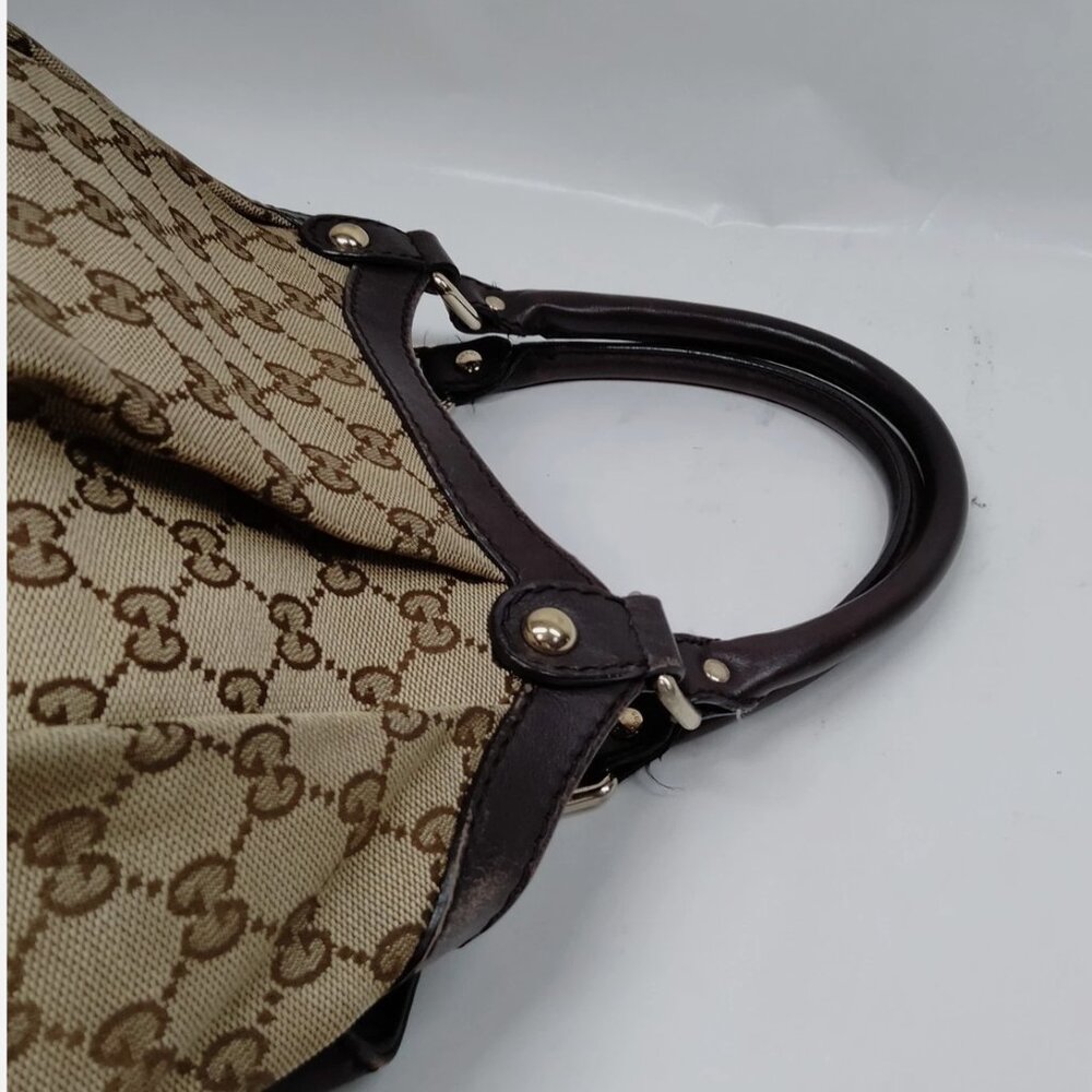 Auth GUCCI Sukey Tote Bag Hand Bag Brown Beige GG Canvas Leather - Picture 5 of 16